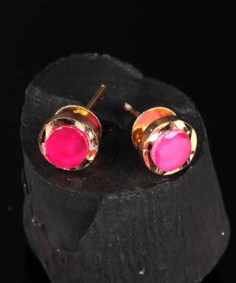 Red Gold Plated Stone Earrings 1