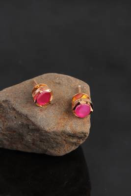 Red Gold Plated Stone Earrings 7