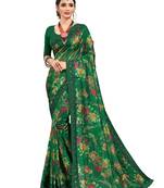 Green embroidered organza saree with blouse