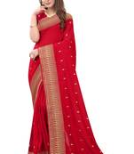Red Embroidered Art Silk Saree With Blouse