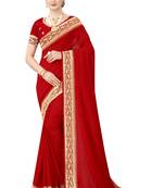 Red Embroidered Art Silk Saree With Blouse