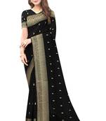 Black Embroidered Art Silk Saree With Blouse