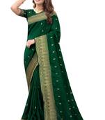 Green Embroidered Art Silk Saree With Blouse