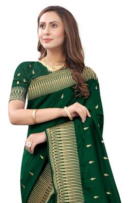 Green Embroidered Art Silk Saree With Blouse 2