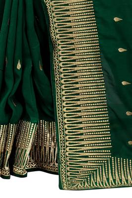 Green Embroidered Art Silk Saree With Blouse 3