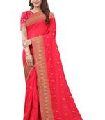Red Embroidered Art Silk Saree With Blouse
