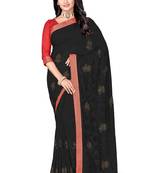 Black Embroidered Georgette Saree With Blouse