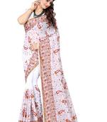 White Embroidered Georgette Saree With Blouse