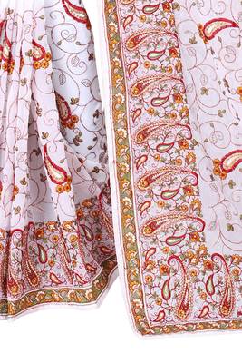 White Embroidered Georgette Saree With Blouse 3