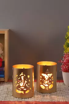 Laxmi Ganesh Tealight Glass Holder