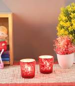 Set of 4 Red Glass Votive Tealight