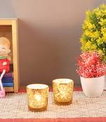 Set of 4 Golden Glass Votive