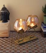 Double Lotus Glass Tealight Holder