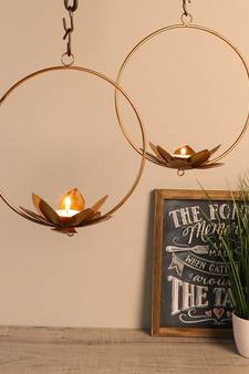 Set of 2 Round Flower Tealight Holder