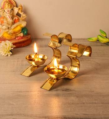 Set of 2  Om Akhand Brass Dia 1