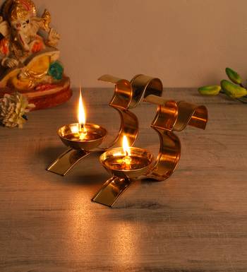 Set of 2  Om Akhand Brass Dia 2