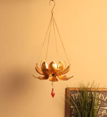 Hanging Lotus Tealight With Beads 1