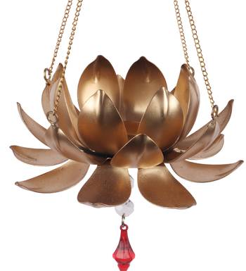 Hanging Lotus Tealight With Beads 2