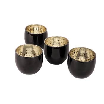 Set of 4 Black Big Glass Votive 2
