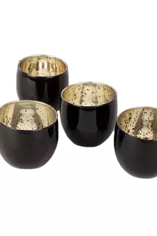 Set of 4 Black Big Glass Votive