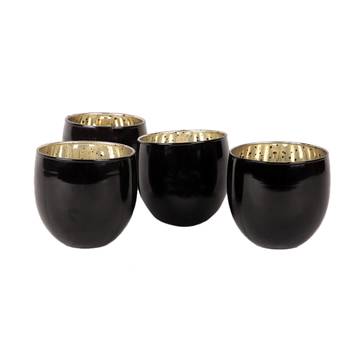 Set of 4 Black Big Glass Votive 3