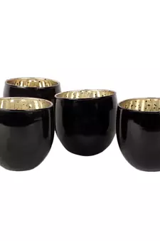 Set of 4 Black Big Glass Votive