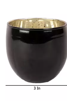 Set of 4 Black Big Glass Votive