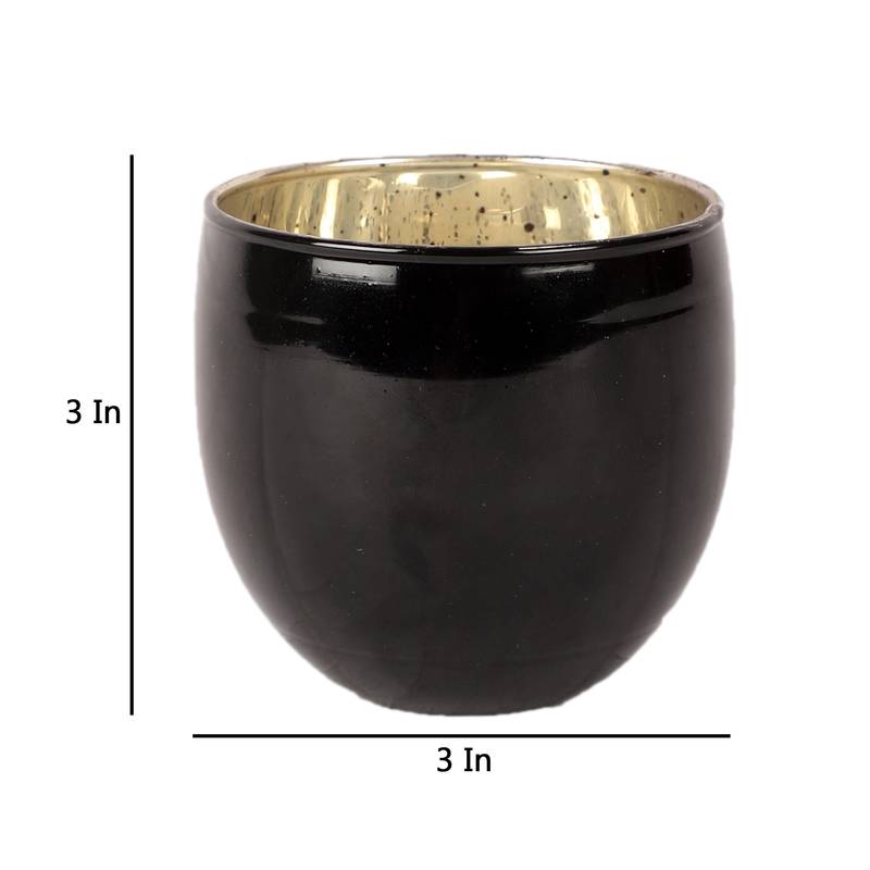 Set of 4 Black Big Glass Votive