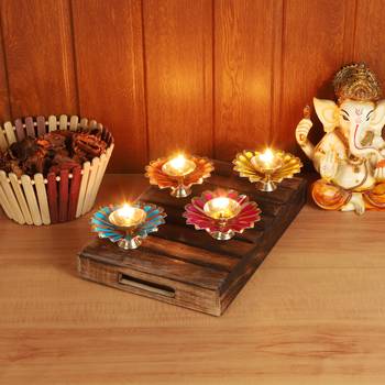 Set of 4 Double Brass Colored Dia 1