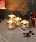 Set of 4 Silver Big Glass Votive