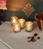 Set of 4 Silver Glass Votive