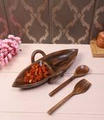 Set of 3 Wooden Boat Platter