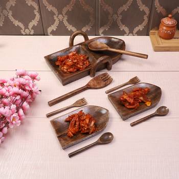 Set of 9 Wooden Boat Platter 1