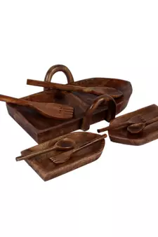 Set of 9 Wooden Boat Platter