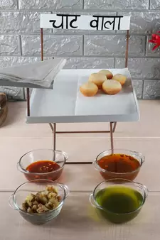 Chaat Serving Platter with Glass Bowls