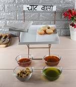 Chaat Serving Platter with Glass Bowls