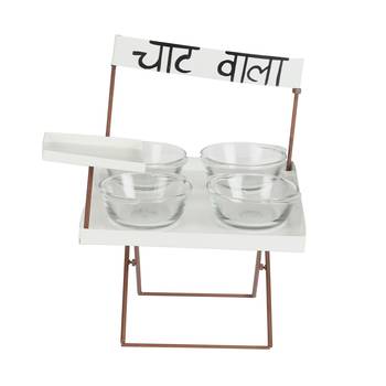 Chaat Serving Platter with Glass Bowls 2