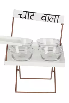 Chaat Serving Platter with Glass Bowls