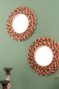 Set of 2 Rose Mirror Wall decor