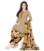 beige printed synthetic patiala salwar