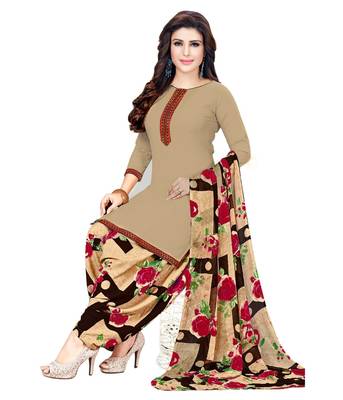 beige printed synthetic patiala salwar 1