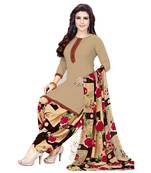 beige printed synthetic patiala salwar
