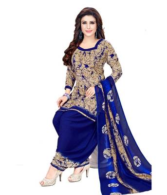 beige printed synthetic patiala salwar 1