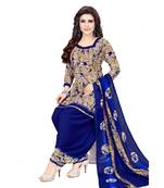 beige printed synthetic patiala salwar