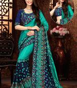 Rama Embroidered Georgette Fancy Saree with Blouse