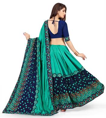 Rama Embroidered Georgette Fancy Saree with Blouse 2