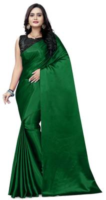 Green  Satin Fancy Saree with Blouse 1