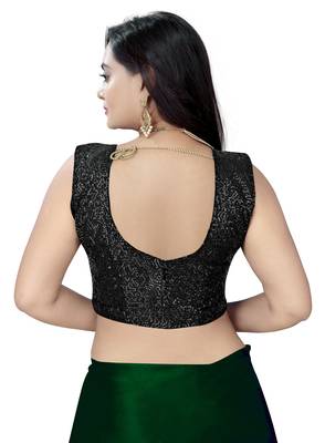 Green  Satin Fancy Saree with Blouse 5