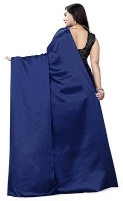 Navy Blue Satin Fancy Saree with Blouse 2