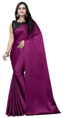 Purple  Satin Fancy Saree with Blouse 1